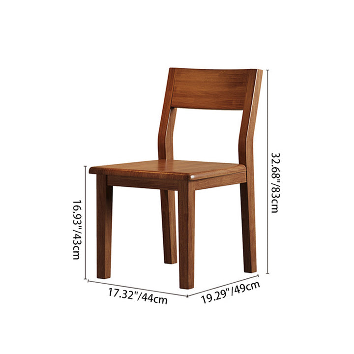Silla de comedor contemporánea nórdica rectangular de madera maciza de caucho con respaldo sin brazos para comedor y cocina 