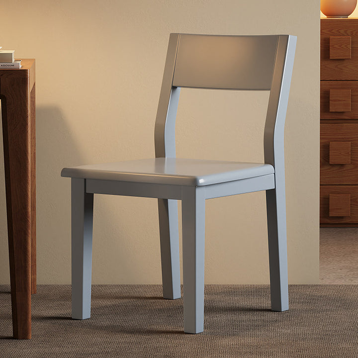 Silla de comedor contemporánea nórdica rectangular de madera maciza de caucho con respaldo sin brazos para comedor y cocina 