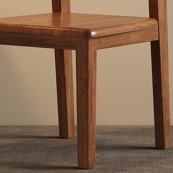 Silla de comedor contemporánea nórdica rectangular de madera maciza de caucho con respaldo sin brazos para comedor y cocina 