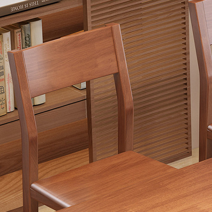 Silla de comedor contemporánea nórdica rectangular de madera maciza de caucho con respaldo sin brazos para comedor y cocina 