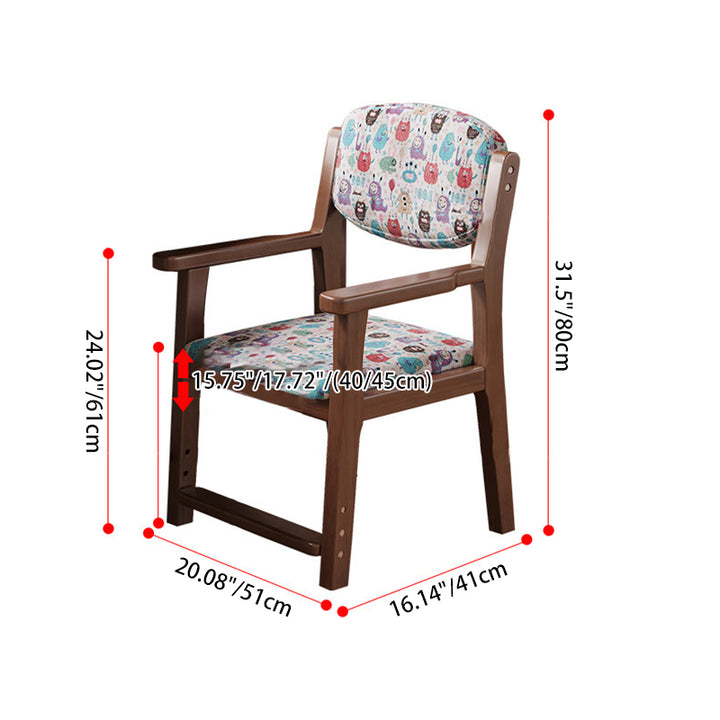 Contemporary Creative Rectangular Kid Cartoon Cotton-Linen Rubberwood Multi-Layer Plywood Desk Chair Height Adjustment Backrest Armrest For Home Office