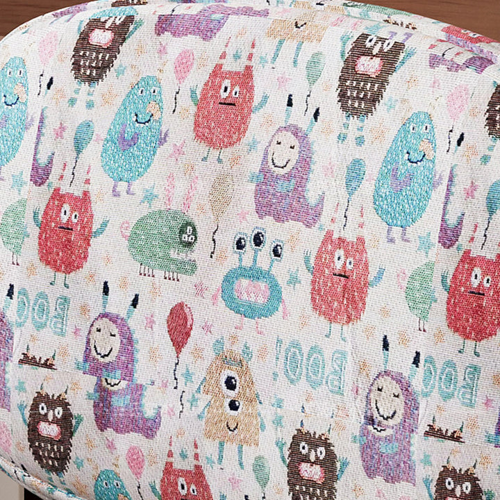 Chaise de bureau rectangulaire contemporaine créative pour enfant, style dessin animé, en coton-lin, bois d’hévéa, contreplaqué multicouche, réglage de la hauteur, dossier et accoudoirs, pour la maison et le bureau 