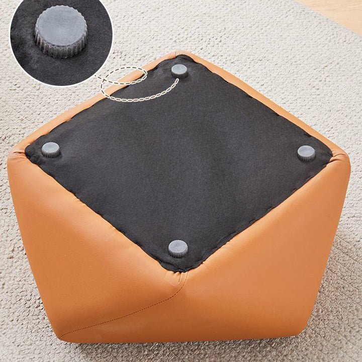 Contemporary Luxury Octagonal Cat Claw Leather Wooden Low Stool Backless Armless For Living Room