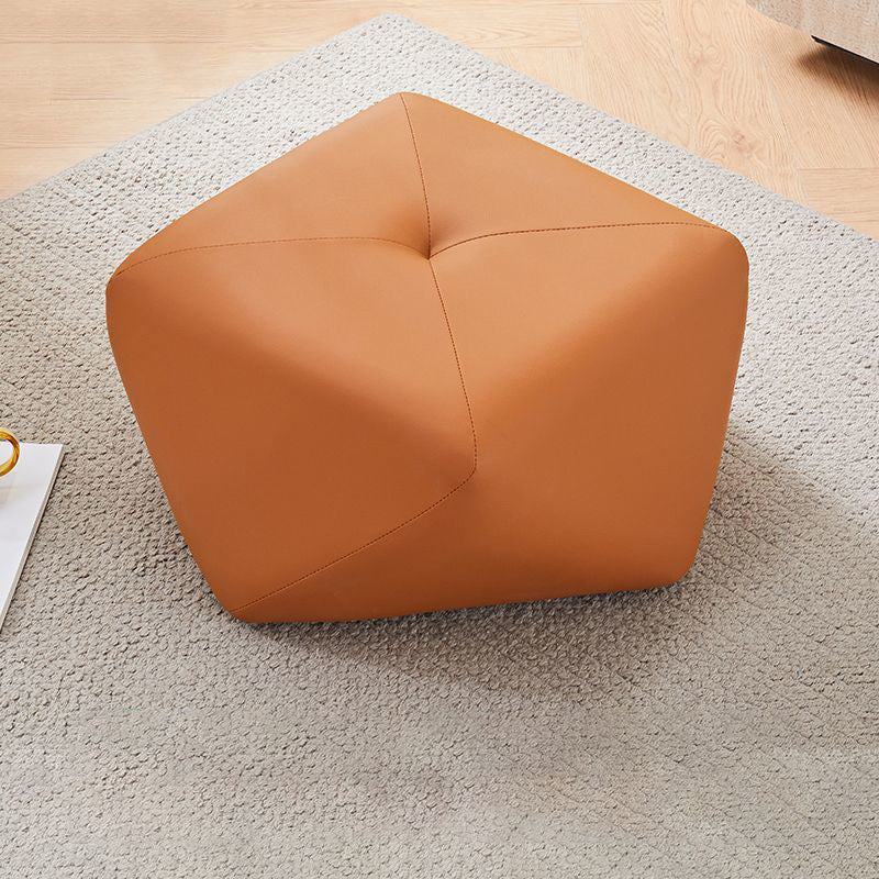 Contemporary Luxury Octagonal Cat Claw Leather Wooden Low Stool Backless Armless For Living Room