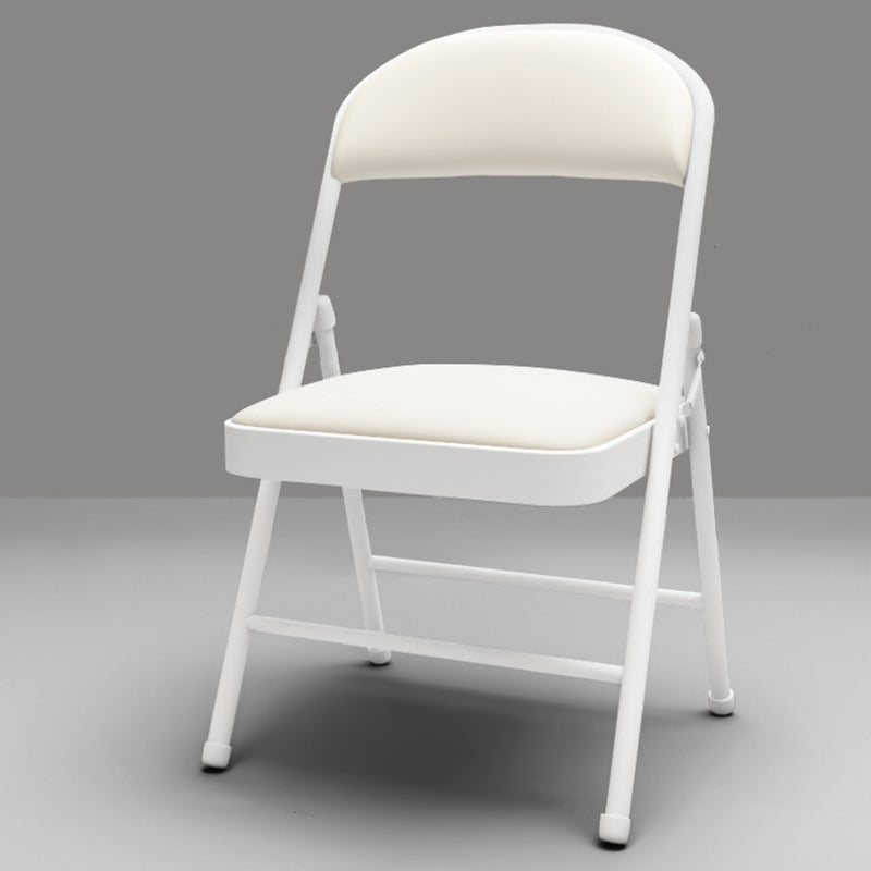 Chaise d’appoint pliable moderne minimaliste rectangulaire en acier, cuir PU et maille, sans accoudoirs, avec dossier, pour salon 