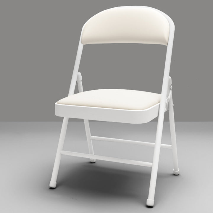 Chaise d’appoint pliable moderne minimaliste rectangulaire en acier, cuir PU et maille, sans accoudoirs, avec dossier, pour salon 