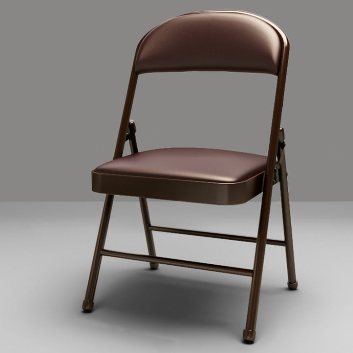 Chaise d’appoint pliable moderne minimaliste rectangulaire en acier, cuir PU et maille, sans accoudoirs, avec dossier, pour salon 