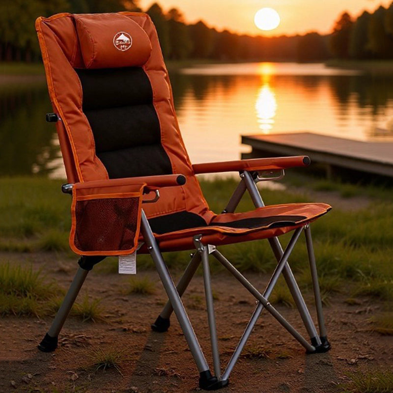 Moderna Minimalista Rectangular de Acero Tela de Oxford Silla de Camping Plegable con Respaldo y Reposabrazos Para Jardín 