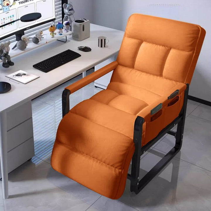 Sillón auxiliar plegable rectangular moderno y minimalista de acero al carbono y tela sintética, con respaldo y reposabrazos, para sala de estar 