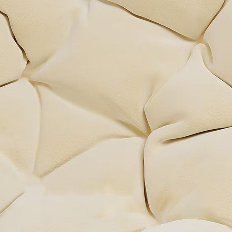 Moderner minimalistischer Schaukelstuhl mit geschwungener Vogelnest-Form aus Kohlenstoffstahl, Leinenmischgewebe, synthetischem Stoff und PE-Rattan, mit Rückenlehne, ohne Armlehnen, für das Wohnzimmer 