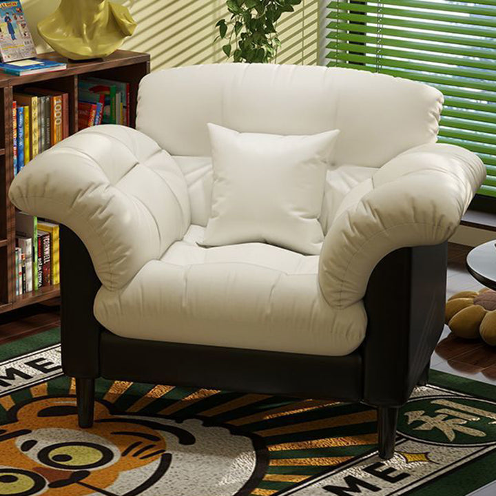 Modern Minimalist Rectangular Cat-Claw Leather Carbon Steel Solid Wood Multi-Layer Plywood Accent Chair Backrest Armrest For Living Room