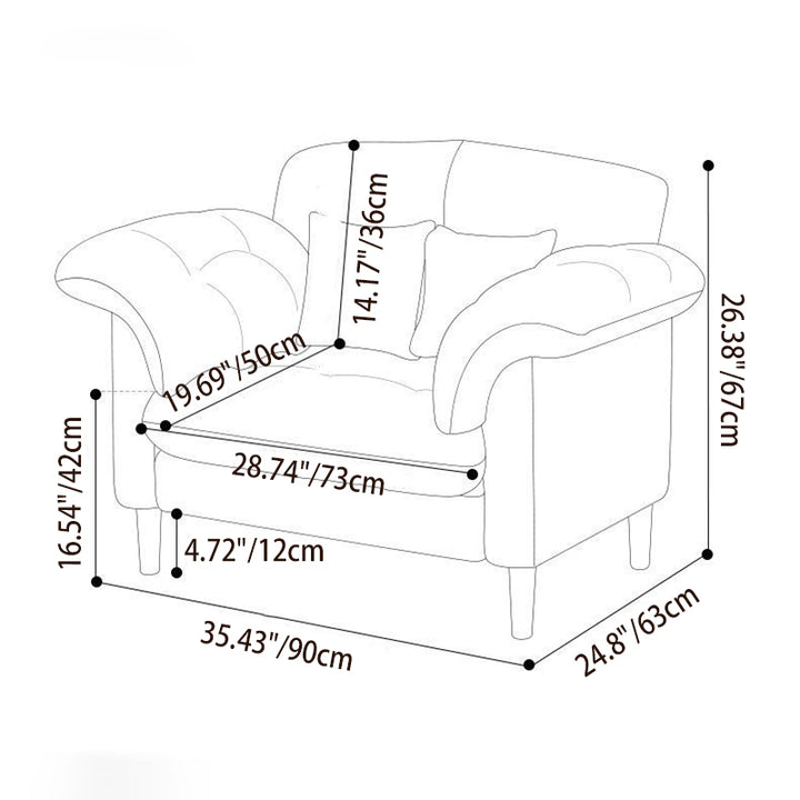Modern Minimalist Rectangular Cat-Claw Leather Carbon Steel Solid Wood Multi-Layer Plywood Accent Chair Backrest Armrest For Living Room