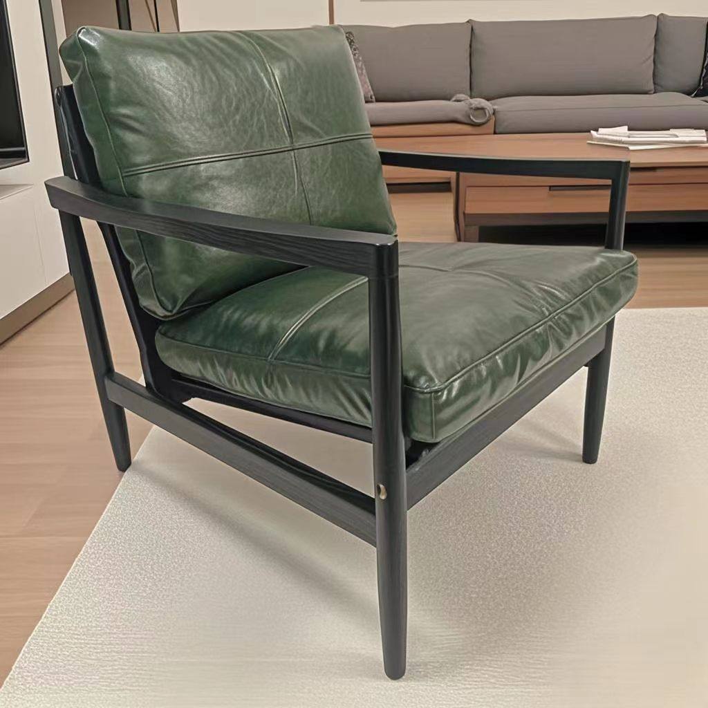 Tradicional Vintage Rectangular Imitación de Cuero Aceitado Terciopelo Silla de Acento de Madera de Caucho Respaldo Reposabrazos Para Sala de Estar 