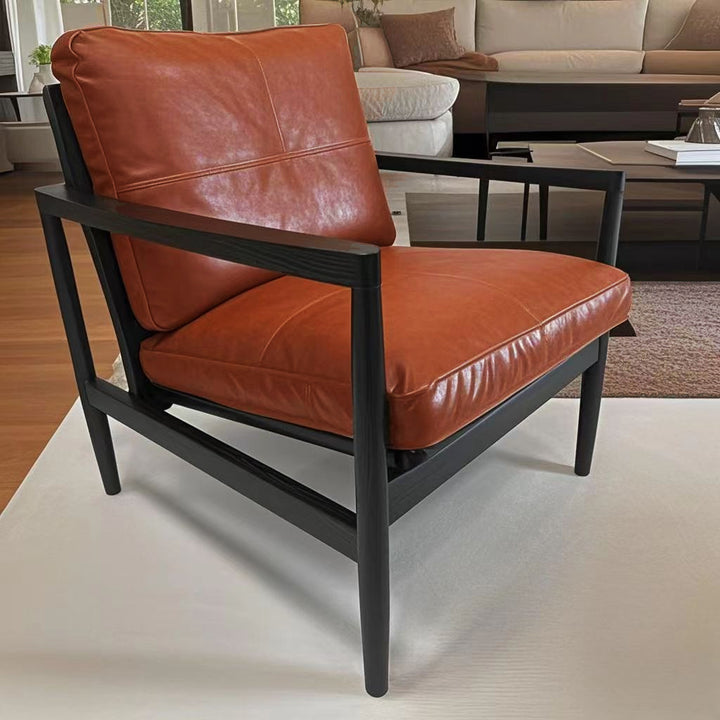 Tradicional Vintage Rectangular Imitación de Cuero Aceitado Terciopelo Silla de Acento de Madera de Caucho Respaldo Reposabrazos Para Sala de Estar 