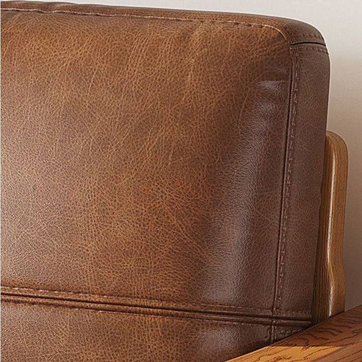 Tradicional Vintage Rectangular Imitación de Cuero Aceitado Terciopelo Silla de Acento de Madera de Caucho Respaldo Reposabrazos Para Sala de Estar 