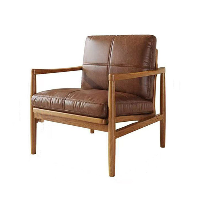 Tradicional Vintage Rectangular Imitación de Cuero Aceitado Terciopelo Silla de Acento de Madera de Caucho Respaldo Reposabrazos Para Sala de Estar 