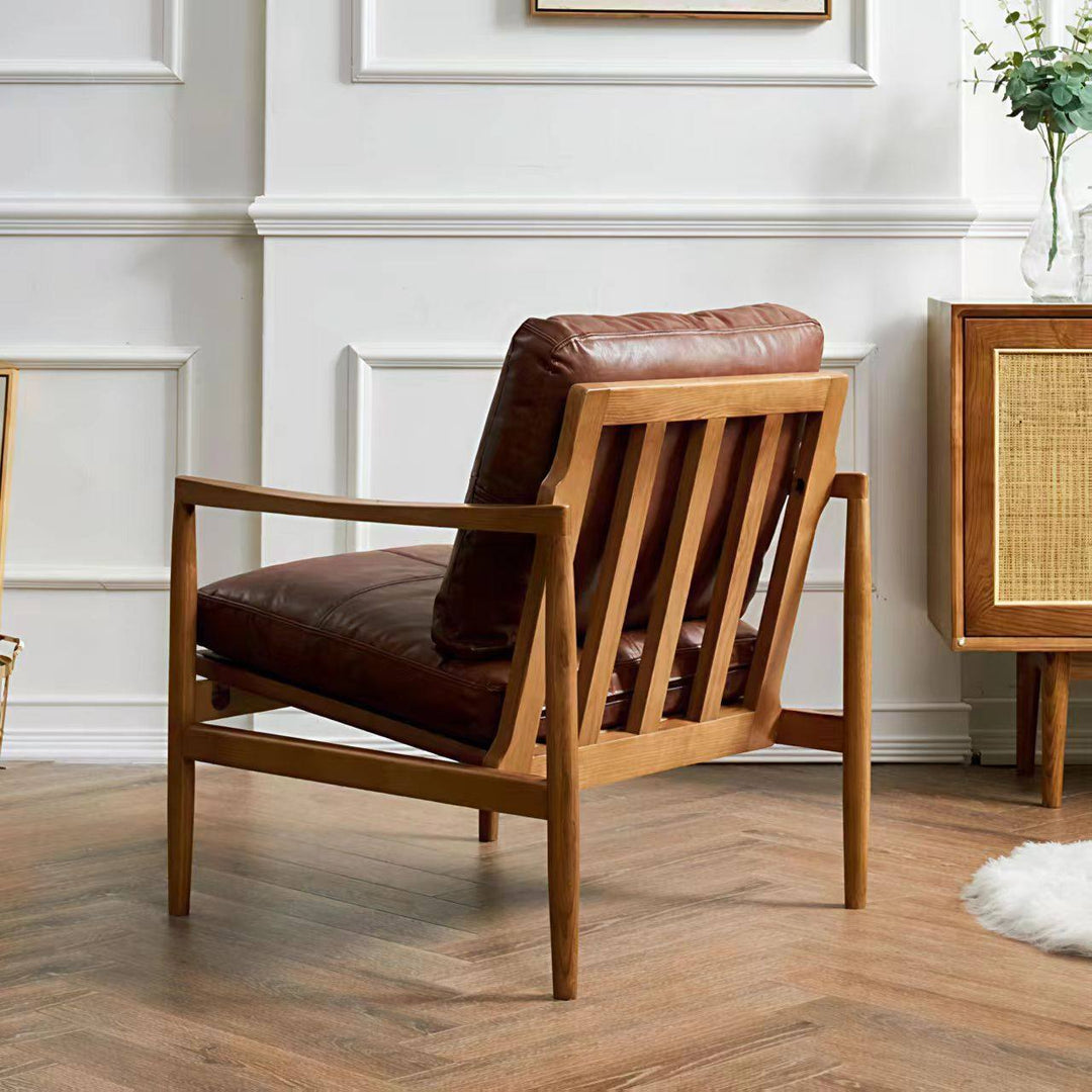 Tradicional Vintage Rectangular Imitación de Cuero Aceitado Terciopelo Silla de Acento de Madera de Caucho Respaldo Reposabrazos Para Sala de Estar 