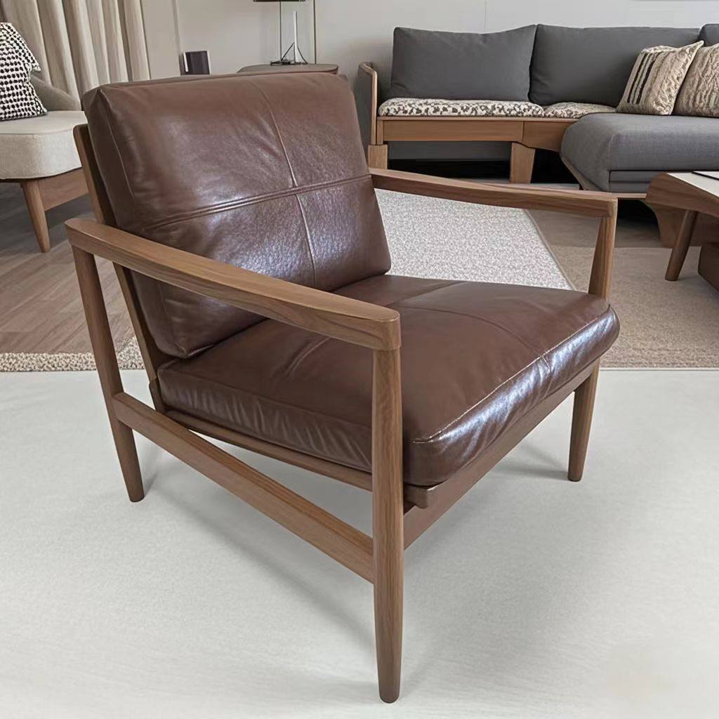 Tradicional Vintage Rectangular Imitación de Cuero Aceitado Terciopelo Silla de Acento de Madera de Caucho Respaldo Reposabrazos Para Sala de Estar 