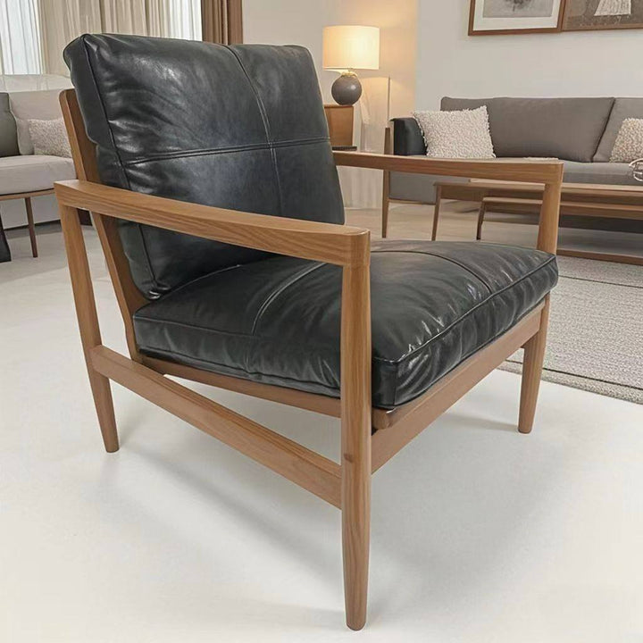 Tradicional Vintage Rectangular Imitación de Cuero Aceitado Terciopelo Silla de Acento de Madera de Caucho Respaldo Reposabrazos Para Sala de Estar 
