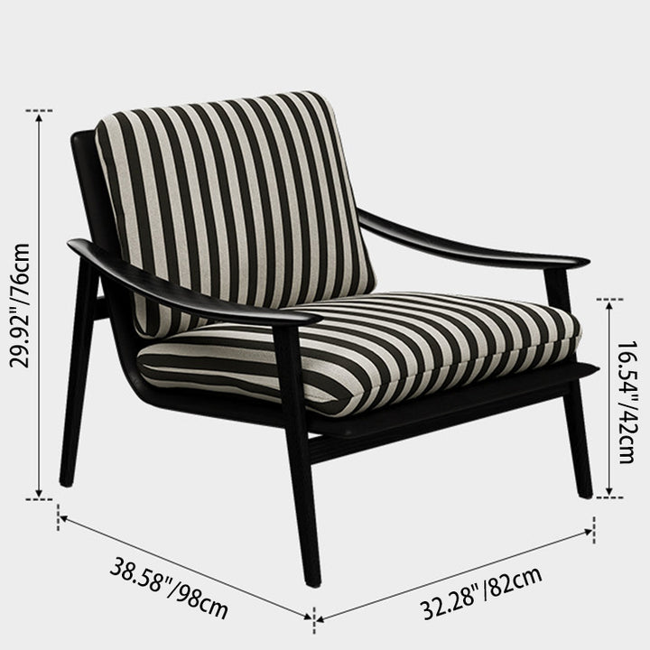 Chaise d'appoint moderne minimaliste en bois massif frêne et bois massif, avec dossier et accoudoirs, en tissu jacquard rectangulaire incurvé, pour salon 