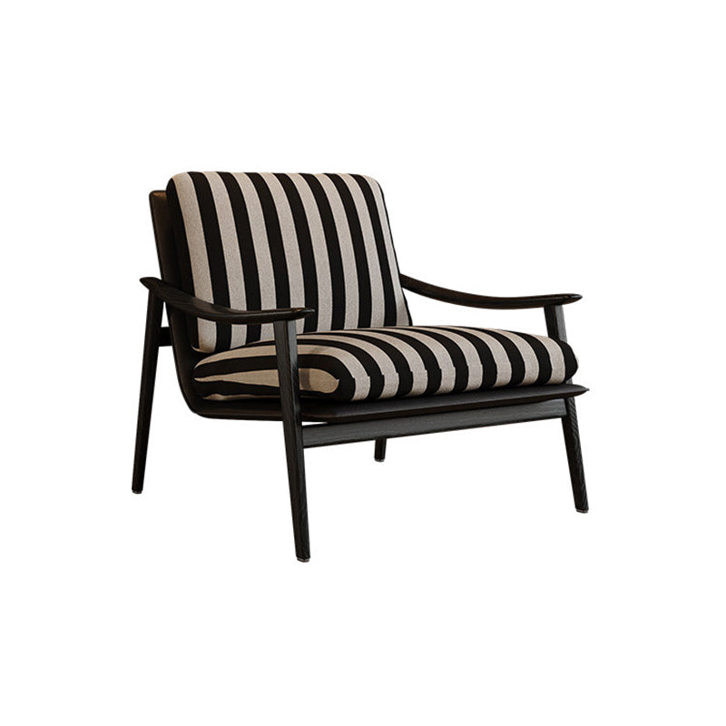 Moderner minimalistischer gebogener rechteckiger Jacquardstoff Ascheholz Massivholz Akzentstuhl Rückenlehne Armlehne für Wohnzimmer 