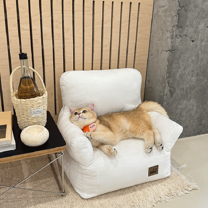 Cama rectangular minimalista moderna para gato de tela con algodón PP, sillón decorativo para mascotas con respaldo y reposabrazos para sala de estar 