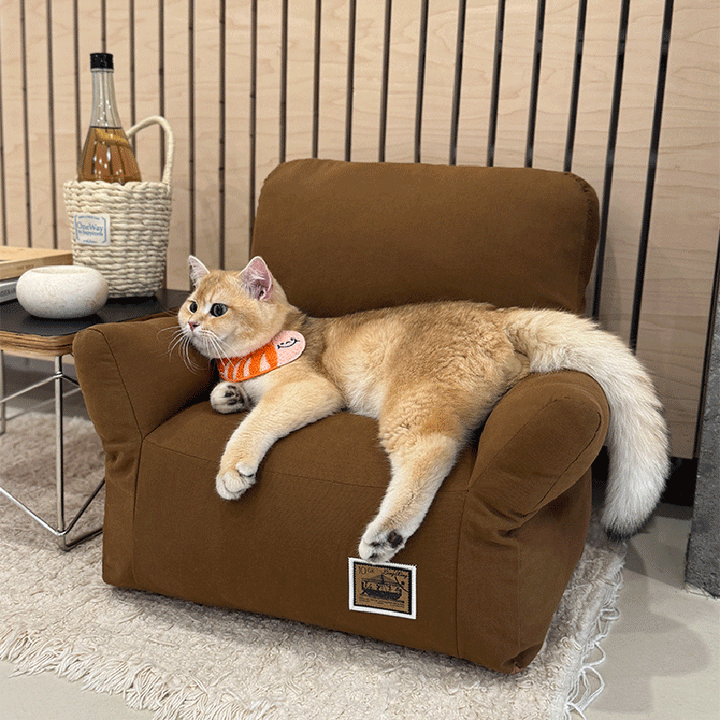 Cama rectangular minimalista moderna para gato de tela con algodón PP, sillón decorativo para mascotas con respaldo y reposabrazos para sala de estar 