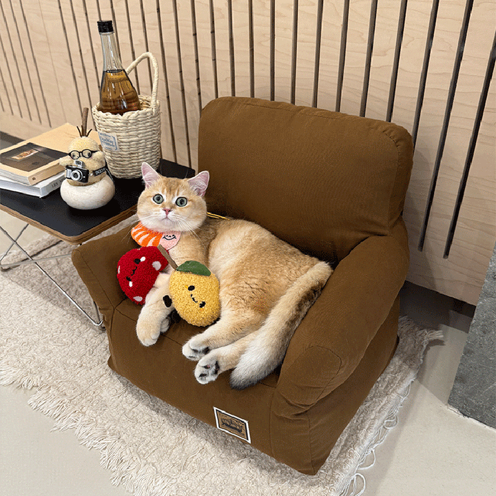 Cama rectangular minimalista moderna para gato de tela con algodón PP, sillón decorativo para mascotas con respaldo y reposabrazos para sala de estar 
