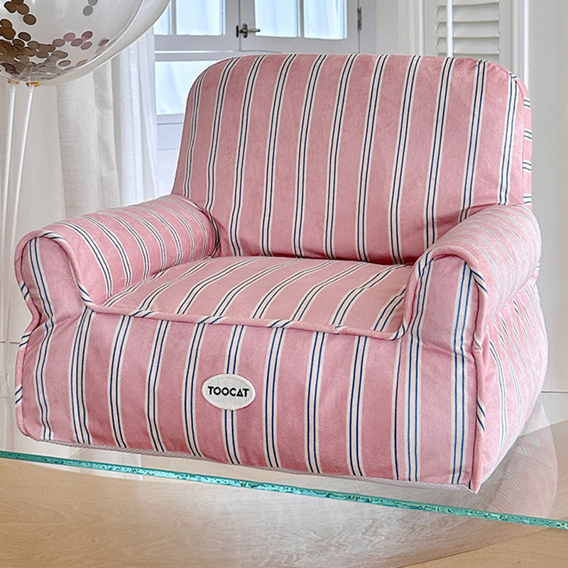 Cama rectangular minimalista moderna para gato de tela con algodón PP, sillón decorativo para mascotas con respaldo y reposabrazos para sala de estar 