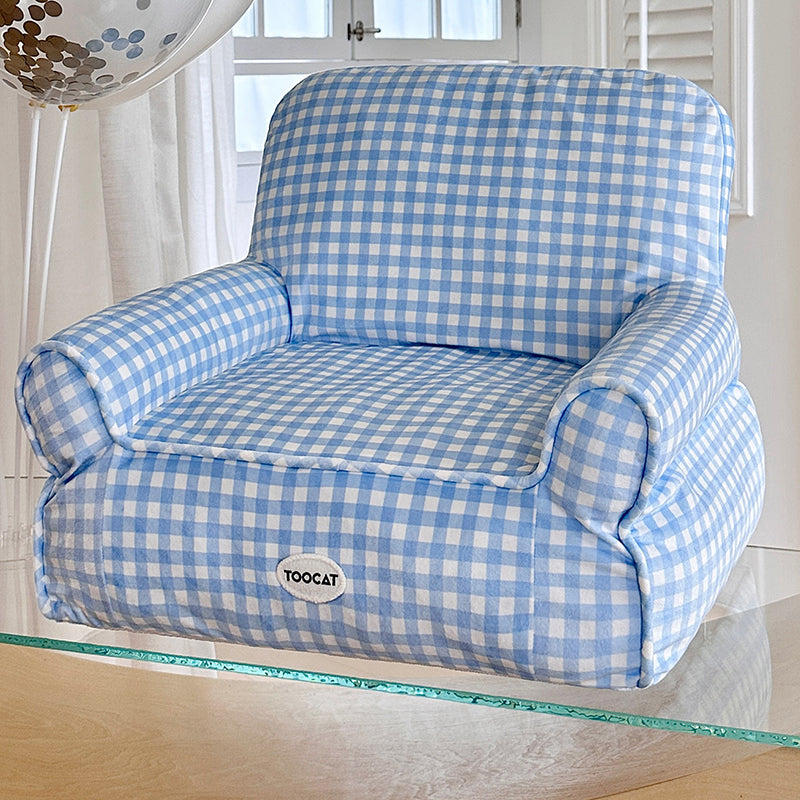 Cama rectangular minimalista moderna para gato de tela con algodón PP, sillón decorativo para mascotas con respaldo y reposabrazos para sala de estar 