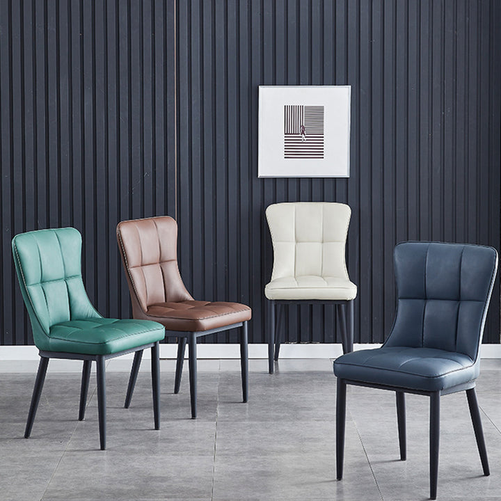 Contemporary Luxury Rectangular PU Leather Carbon Steel Dining Chair Backrest Armless For Dining Room & Kitchen