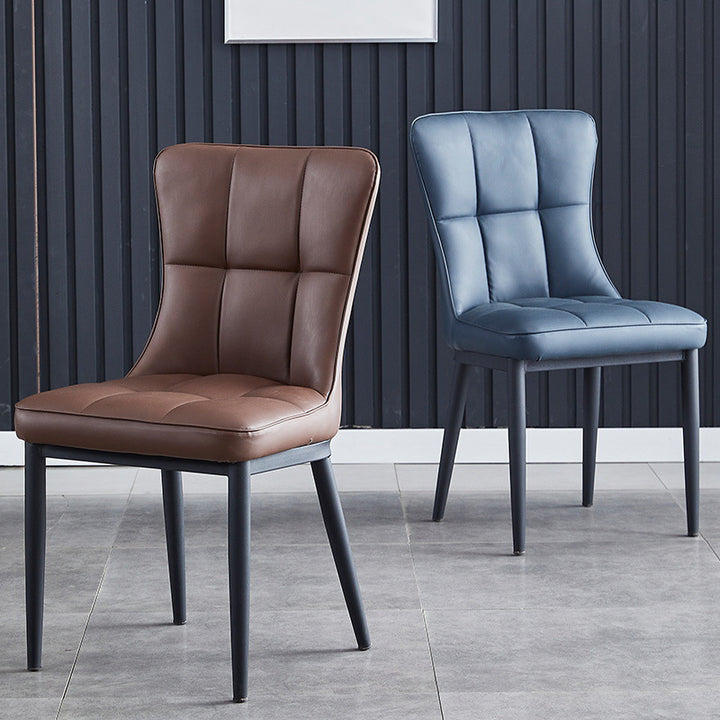 Contemporary Luxury Rectangular PU Leather Carbon Steel Dining Chair Backrest Armless For Dining Room & Kitchen