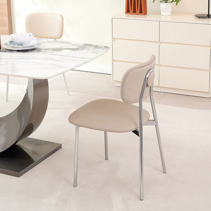 Chaise de salle à manger contemporaine nordique rectangulaire triangulaire en cuir microfibre et acier au carbone, sans accoudoirs, avec dossier, pour salle à manger et cuisine 