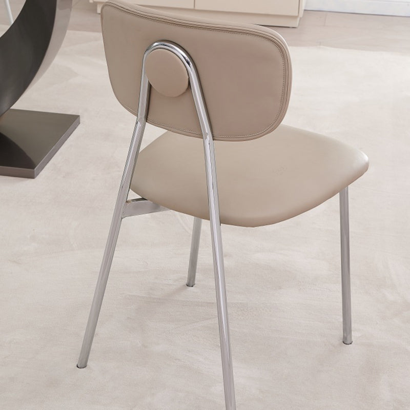 Chaise de salle à manger contemporaine nordique rectangulaire triangulaire en cuir microfibre et acier au carbone, sans accoudoirs, avec dossier, pour salle à manger et cuisine 