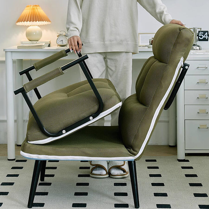 Chaise de bureau pliable rectangulaire minimaliste moderne en tissu mesh respirant avec structure en acier, dossier et accoudoirs, pour la maison et le bureau 