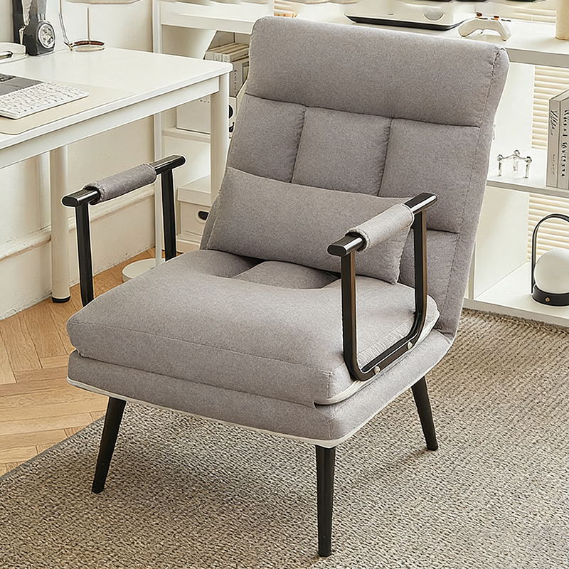 Chaise de bureau pliable rectangulaire minimaliste moderne en tissu mesh respirant avec structure en acier, dossier et accoudoirs, pour la maison et le bureau 
