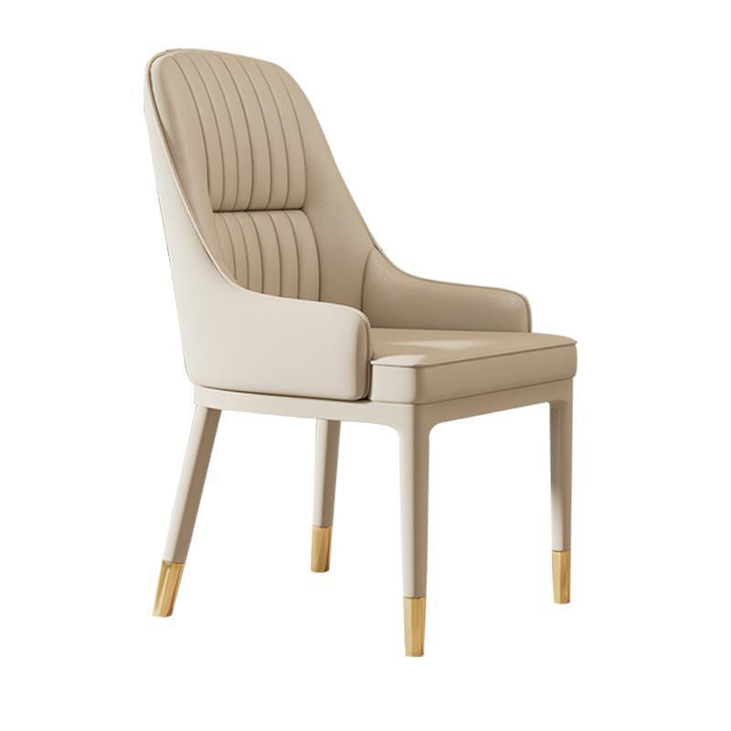 Chaise de salle à manger contemporaine de luxe rectangulaire courbée en silicone, cuir, bois de frêne et acier au carbone, sans accoudoirs, pour salle à manger et cuisine 