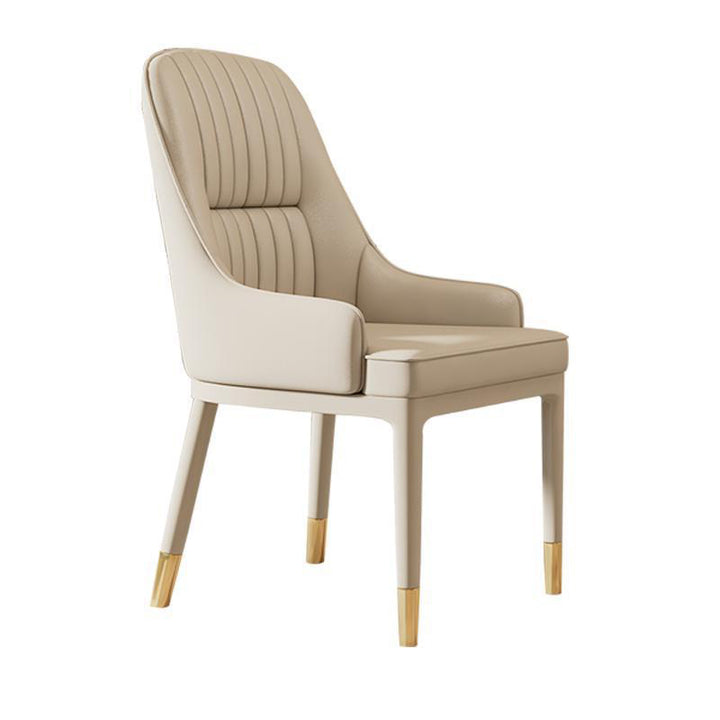 Chaise de salle à manger contemporaine de luxe rectangulaire courbée en silicone, cuir, bois de frêne et acier au carbone, sans accoudoirs, pour salle à manger et cuisine 