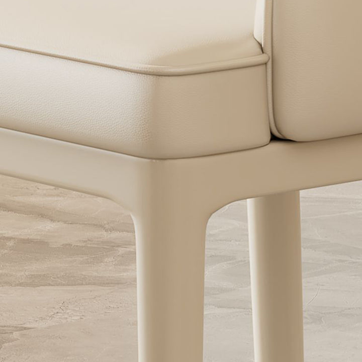 Chaise de salle à manger contemporaine de luxe rectangulaire courbée en silicone, cuir, bois de frêne et acier au carbone, sans accoudoirs, pour salle à manger et cuisine 