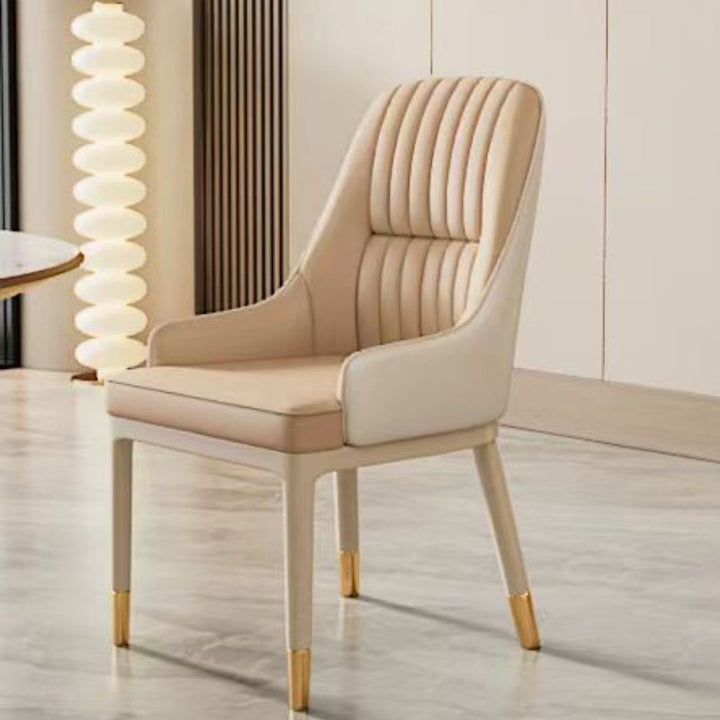 Chaise de salle à manger contemporaine de luxe rectangulaire courbée en silicone, cuir, bois de frêne et acier au carbone, sans accoudoirs, pour salle à manger et cuisine 