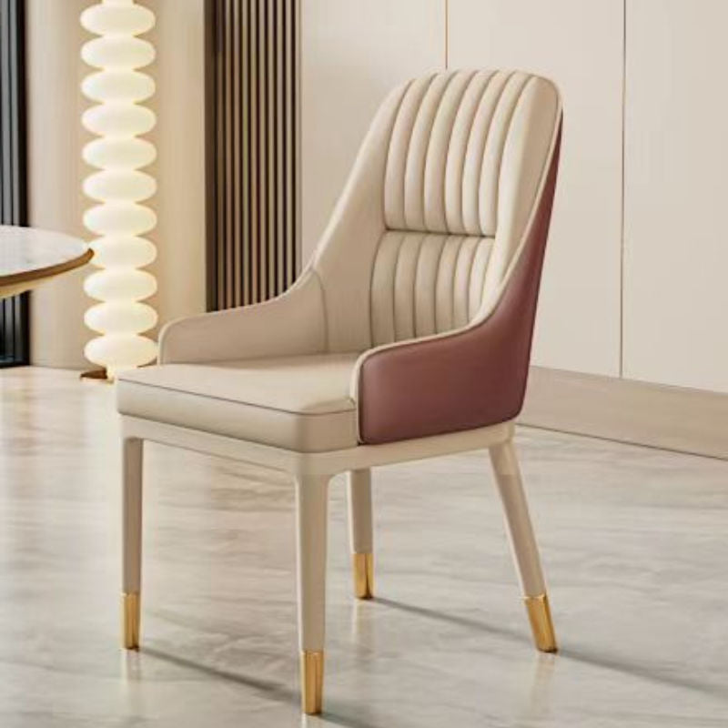 Chaise de salle à manger contemporaine de luxe rectangulaire courbée en silicone, cuir, bois de frêne et acier au carbone, sans accoudoirs, pour salle à manger et cuisine 