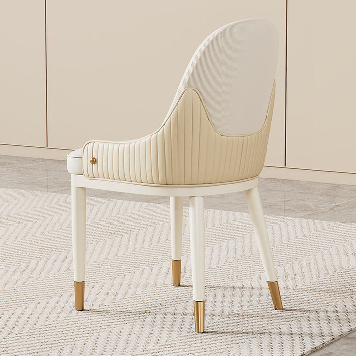 Chaise de salle à manger contemporaine de luxe rectangulaire courbée en silicone, cuir, bois de frêne et acier au carbone, sans accoudoirs, pour salle à manger et cuisine 