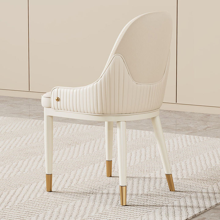 Chaise de salle à manger contemporaine de luxe rectangulaire courbée en silicone, cuir, bois de frêne et acier au carbone, sans accoudoirs, pour salle à manger et cuisine 