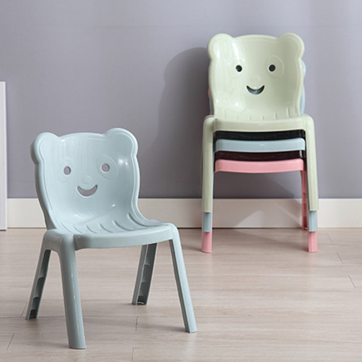 Contemporary Creative Curved Bear Hollowing Design Kids PP Dining Chair Backrest Armless For Dining Room & Kitchen