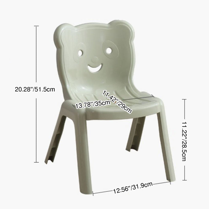 Contemporary Creative Curved Bear Hollowing Design Kids PP Dining Chair Backrest Armless For Dining Room & Kitchen