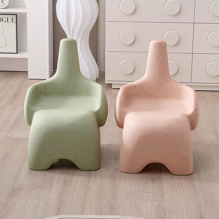 Diseño de elefante contemporáneo creativo curvado Silla de comedor para niños PE Respaldo con reposabrazos para comedor y cocina 