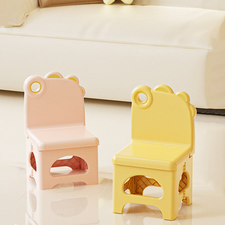 Contemporary Creative Curved Mini Dinosaur Design PP Foldable Kids Dining Chair Backrest Armless For Dining Room & Kitchen