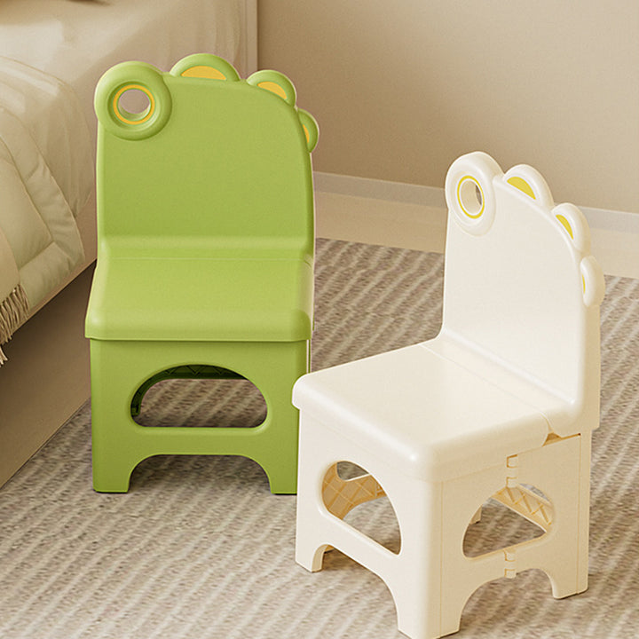 Chaise de salle à manger pour enfants pliable en PP, design contemporain créatif incurvé mini dinosaure, sans dossier, pour salle à manger et cuisine 