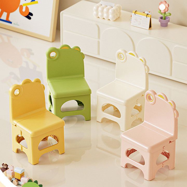 Contemporary Creative Curved Mini Dinosaur Design PP Foldable Kids Dining Chair Backrest Armless For Dining Room & Kitchen