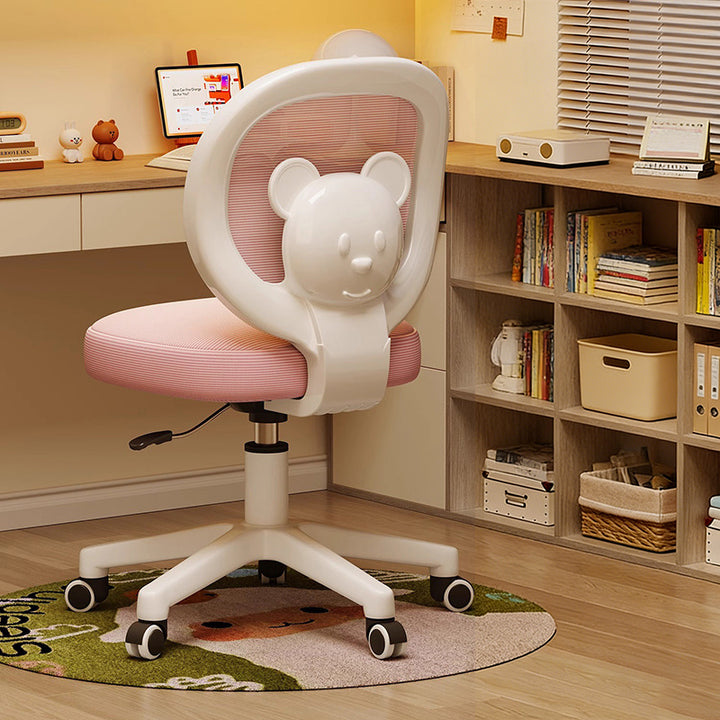 現代的なクリエイティブな曲線のクマ型子供用PP木製メッシュファブリック高さ調節可能デスクチェア背もたれアームレスト家庭用オフィス用 